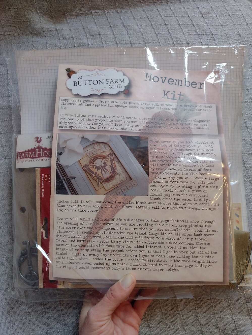 Button Farm Club November Mini Album Journal Scrapbook Kit 7gypsies Kaisercraft